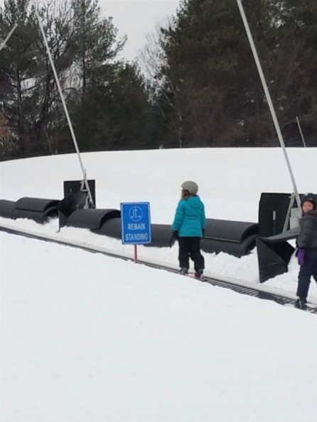 The area set aside for lessons has two areas with these people movers to get people up the slight slopes