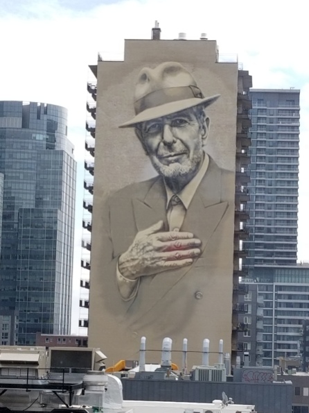 Leonard Choen mural as seen from Montreal Fine Arts Museum. Photo by Anastasia Mills Healy